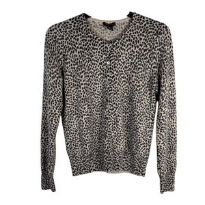 Only Mine 100% Cashmere Leopard Print Button Up Cardigan Sweater Size Small